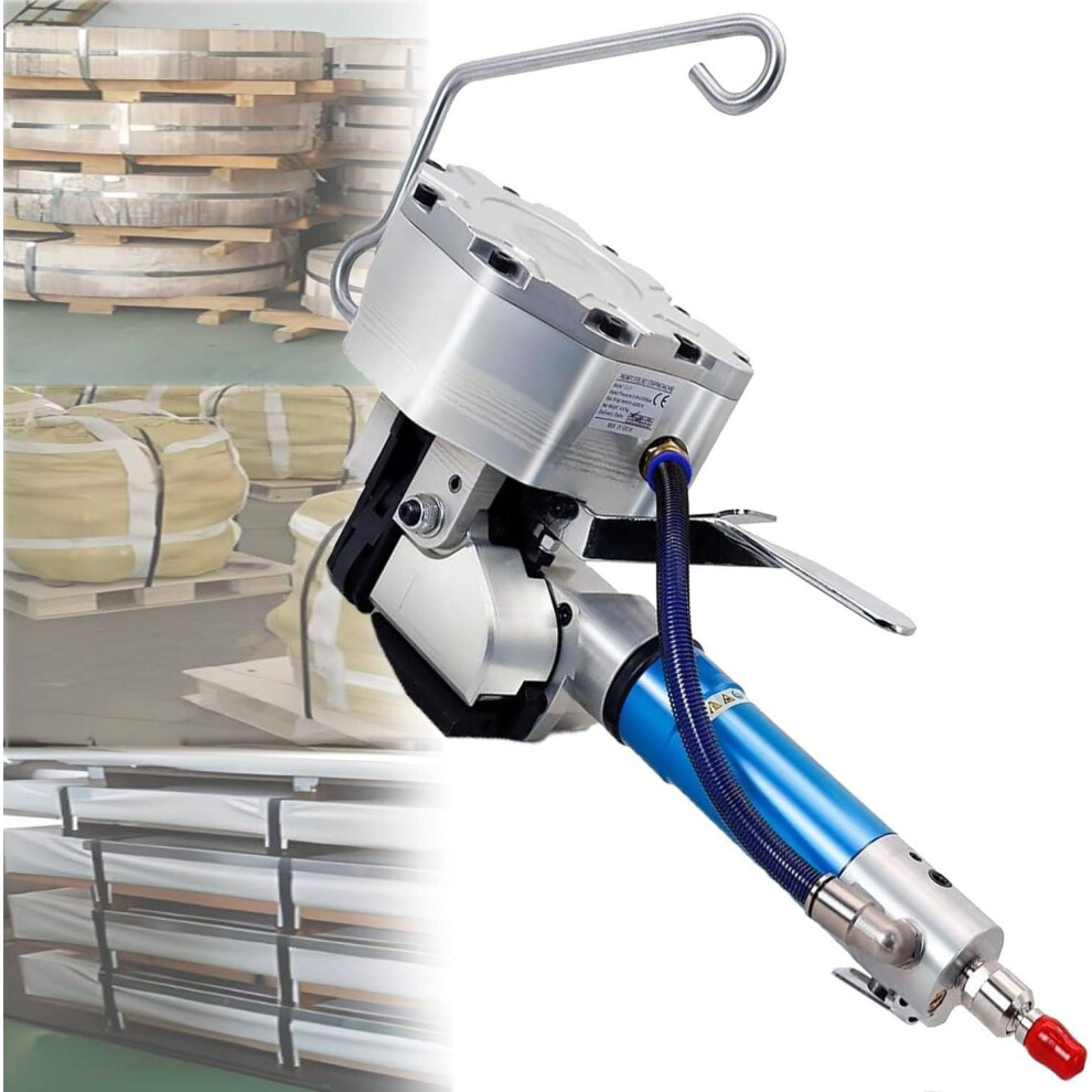 Pneumatic Steel Strapping Machine 19Mm Heavy Duty Tool With Adjustable Tension, Cut And Seal For Metal Banding 9044945224399