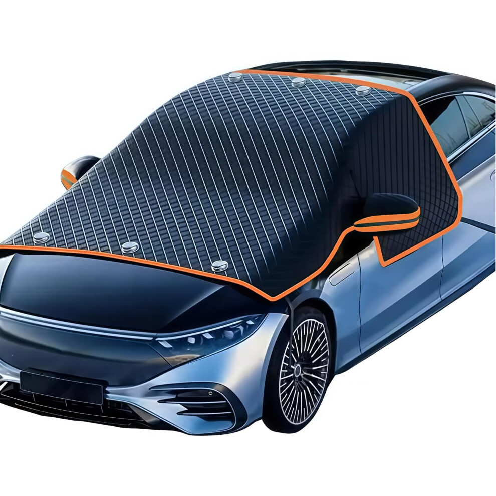 Car Windshield Snow Cover With Magnetic Secure Fit, Waterproof Allseason Frost Guard For Cars And Suvs Black 9113335602090