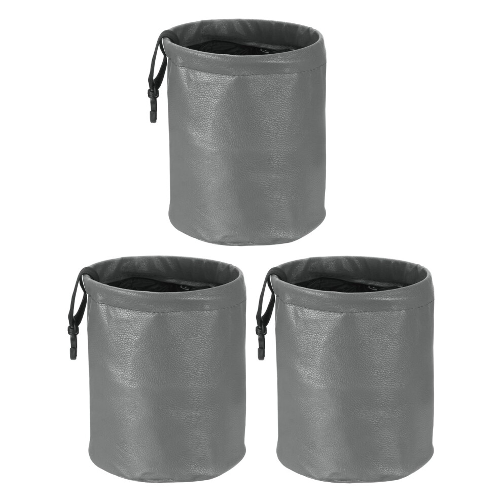3 Packs Waterproof Foldable Car Trash Can With Hanging Design, 0.9 Gal Leakproof Gray 9099447354976