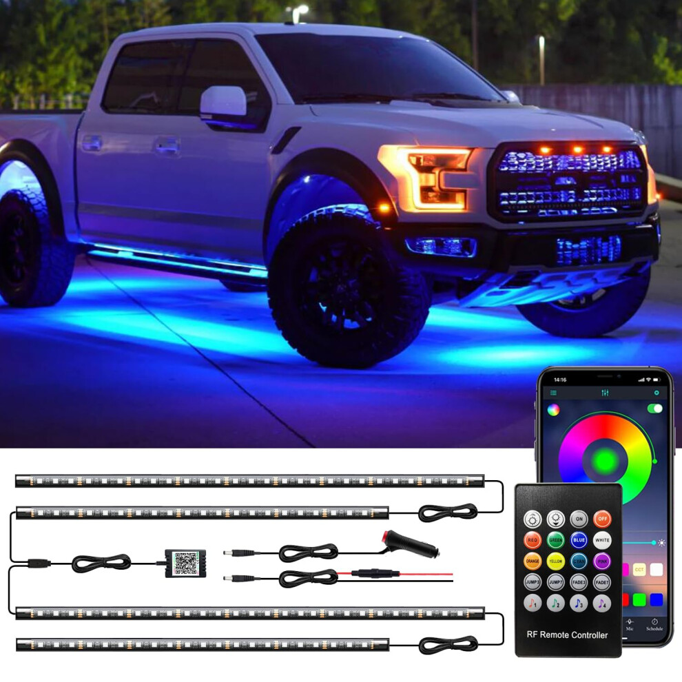 Light Led Underglow S For Cars With App Control, 16M Rgb Colors, Ip68 Waterproof, Music Sync, 12V
