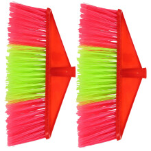 2Pcs Plastic Broom Head Replacement for Indoor Cleaning with Flexible Bristle Design