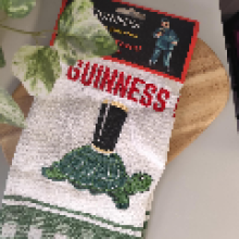 Shamrock Gift Company Guinness - Waffle Tea Towel - Green with Tortoise