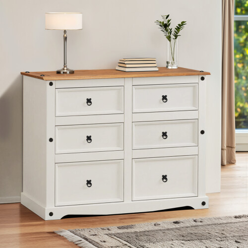Mercers Furniture Corona White 6 Drawer Wide Chest