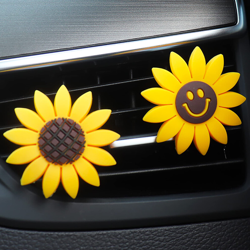 Sunflower Car Air Vent Clip Set With Cute Flower Air Freshener And Cheerful Interior Decoration 9113335602625