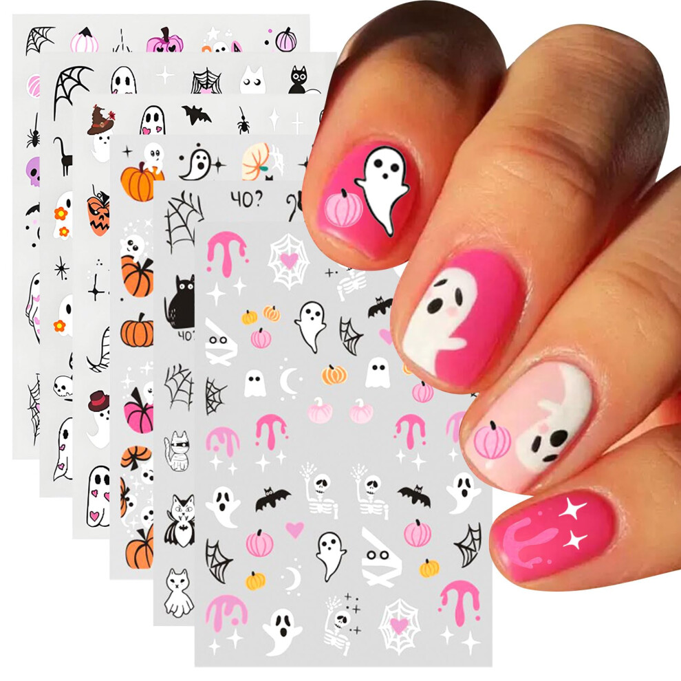 12Pcs 3D Halloween Nail Stickers Set â SelfAdhesive Decals with Ghosts, Skulls, Pumpkins for DIY Manicure