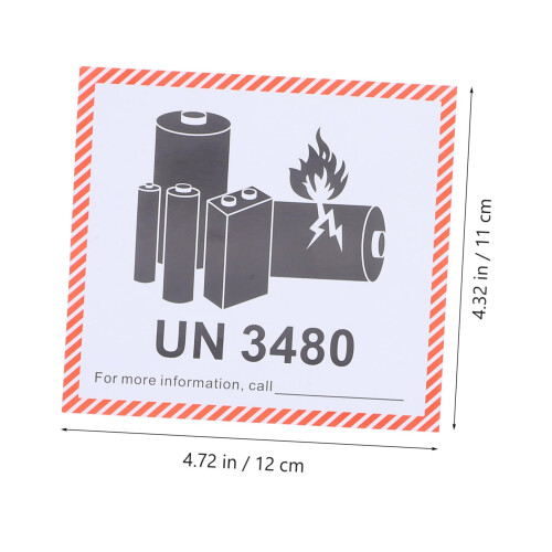 100 Sheets Lithium Battery Warning Labels Adhesive  Caution Stickers for Safe Transport 1