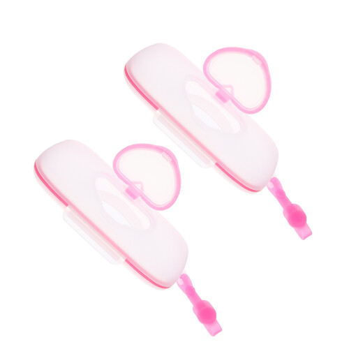 4Pièces Boîte À Lingettes Bébé Compacte Rose Pour Usage Extérieur 1