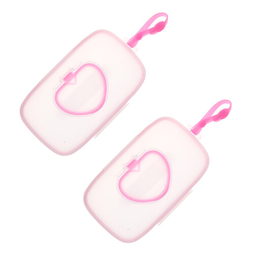 4Pièces Boîte À Lingettes Bébé Compacte Rose Pour Usage Extérieur 2