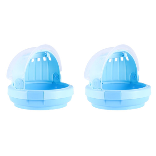 2Pcs Multifunction Hamster Carrier Case with Drinking Bottle Sky-Blue 1