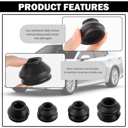 14PCS Tie Rod Boot Kit MultiSize Rubber Ball Joint Boot Replacement for Suspension Protection 1