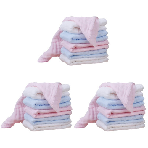 18Pièces Lingettes Bébé Carrées Coton Pur Multicolores Absorbantes 2