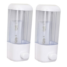 2pcs Wall Mounted Soap Dispenser Manual Liquid Pump Large Capacity for Bathroom Kitchen Office