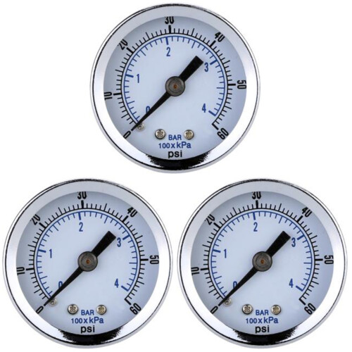 3Pièces Pression Air Acier Double Mesure Bar Psi Robuste 1