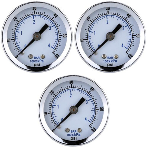 3Pièces Pression Air Acier Double Mesure Bar Psi Robuste 2