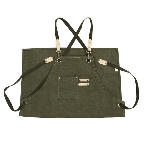2Pcs Green Canvas Apron Labour Suit for Home Baking