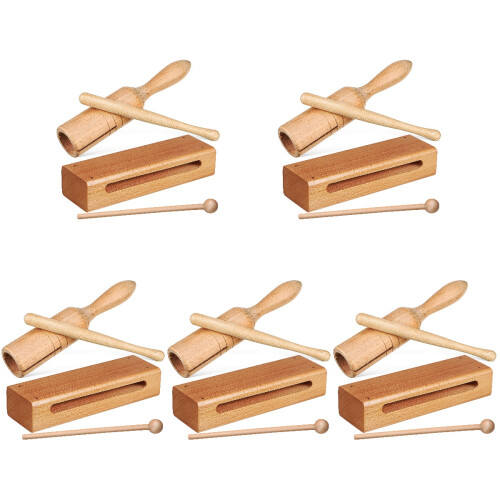 10Ensembles Bloc De Bois Percussion Khaki Avec Maillets Pour Enfants 1