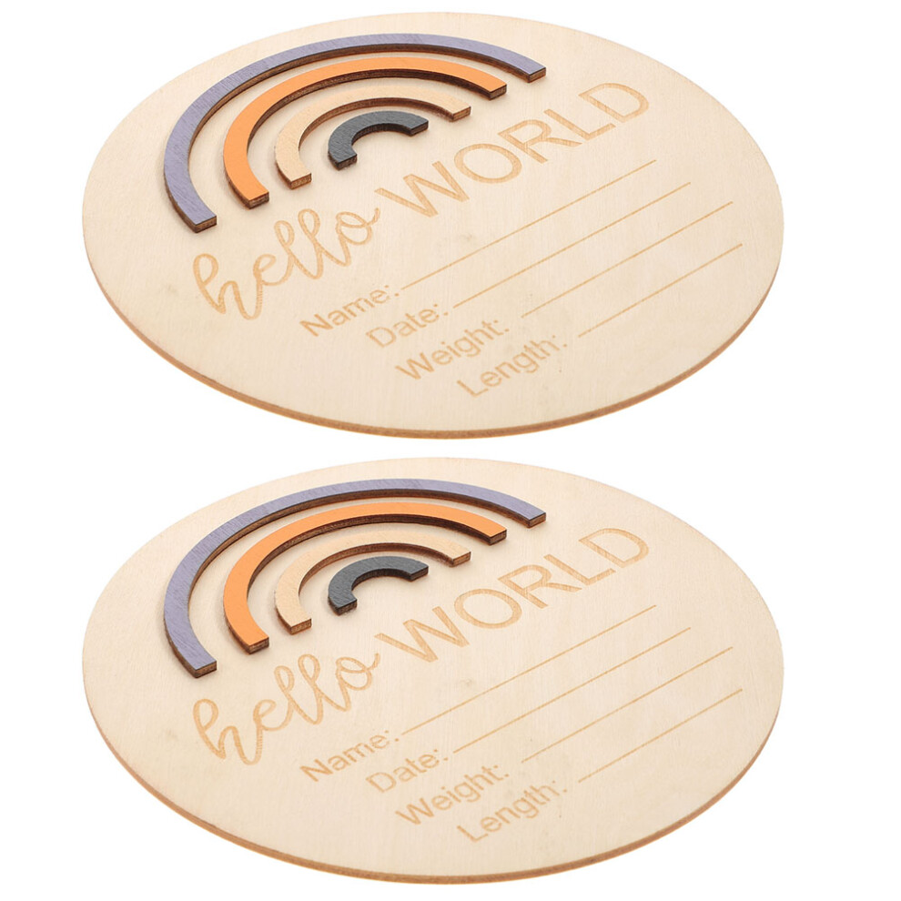 Villcase 6Pcs Baby Announcement Wooden Signs Round Birth Decor Assorted Colors