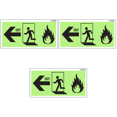 PVC Emergency Exit Sign Glow in The Dark Wall Decals Black 2