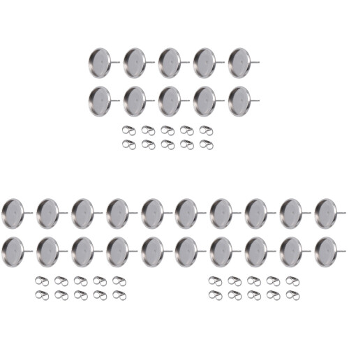 240Pcs Silver Round Cabochon Settings Trays Durable for DIY Earrings 1