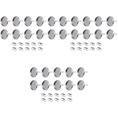 240Pcs Silver Round Cabochon Settings Trays Durable for DIY Earrings 2