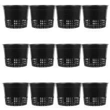 24Pcs Black Plastic Net Pots Hydroponic Basket for Garden and Nursery