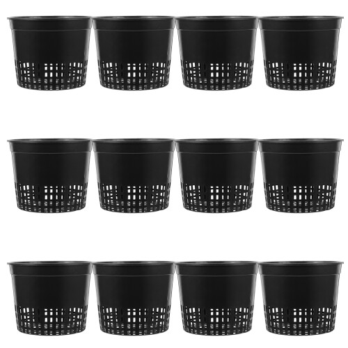 24Pcs Black Mesh Net Pots Plastic Planting Baskets for Hydroponic Use