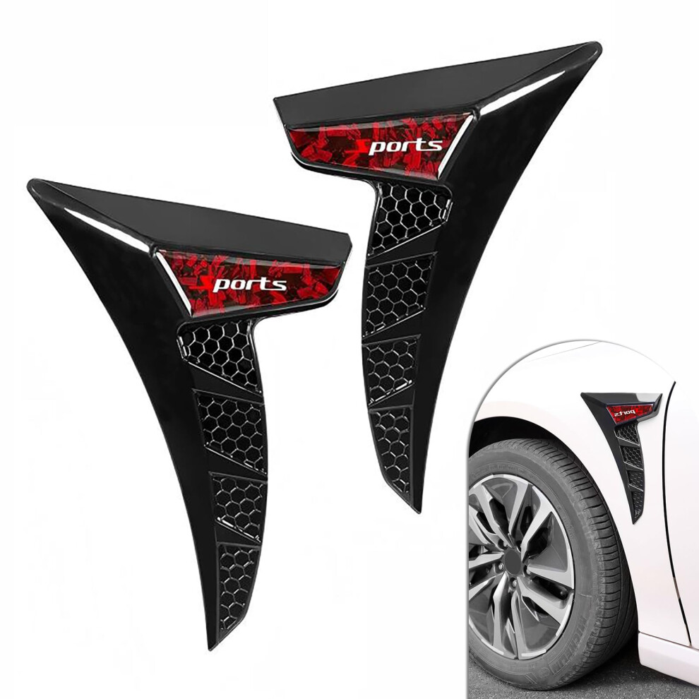 2 Pcs Glossy Tpu Car Fender Side Vents With Sports Selfadhesive Shark Gill Trim Covers For Sporty Exterior Upgrade Red 9070919792663