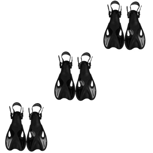 3Pairs Black Diving Flippers Portable with Soft 2