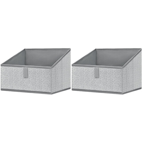 2Pcs Foldable Grey Fabric Storage Boxes for Underwear Socks Organizer 2