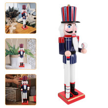 2Pcs Blue Sports Style Nutcracker Wooden Decor for Festival Parties