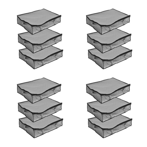 12Pcs Grey Non-Woven Fabric Clothes Organizer Underbed Storage Bag 1