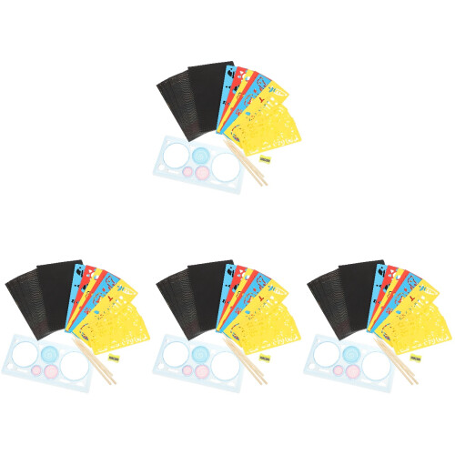 4Sets Assorted Color Kids Scratch Paper Set Interactive Drawing Fun 2