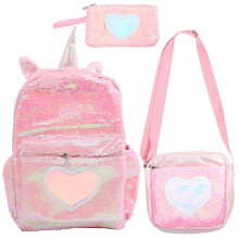 Sequin School Bag For Girls Creative Unicorn Backpack Students Bag Practical School Backpack Set