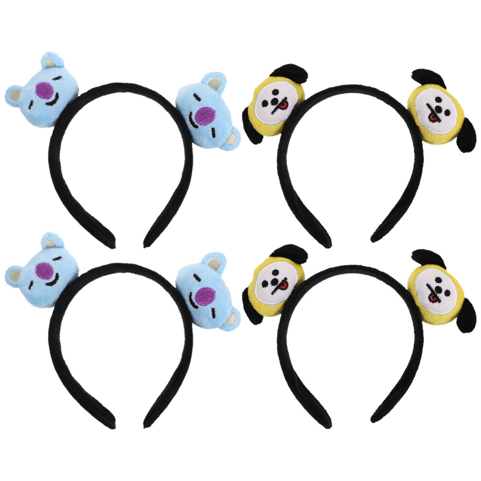 Aboofan Unisex 4Pcs Fabric Animal Headbands Lovely Hair Hoops Party Accessories