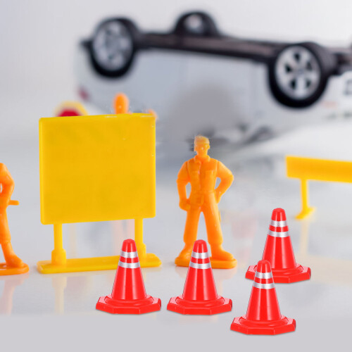 36 Pcs Traffic Roadblocks Simulation Sand Table Diy Road Cone Signs 2
