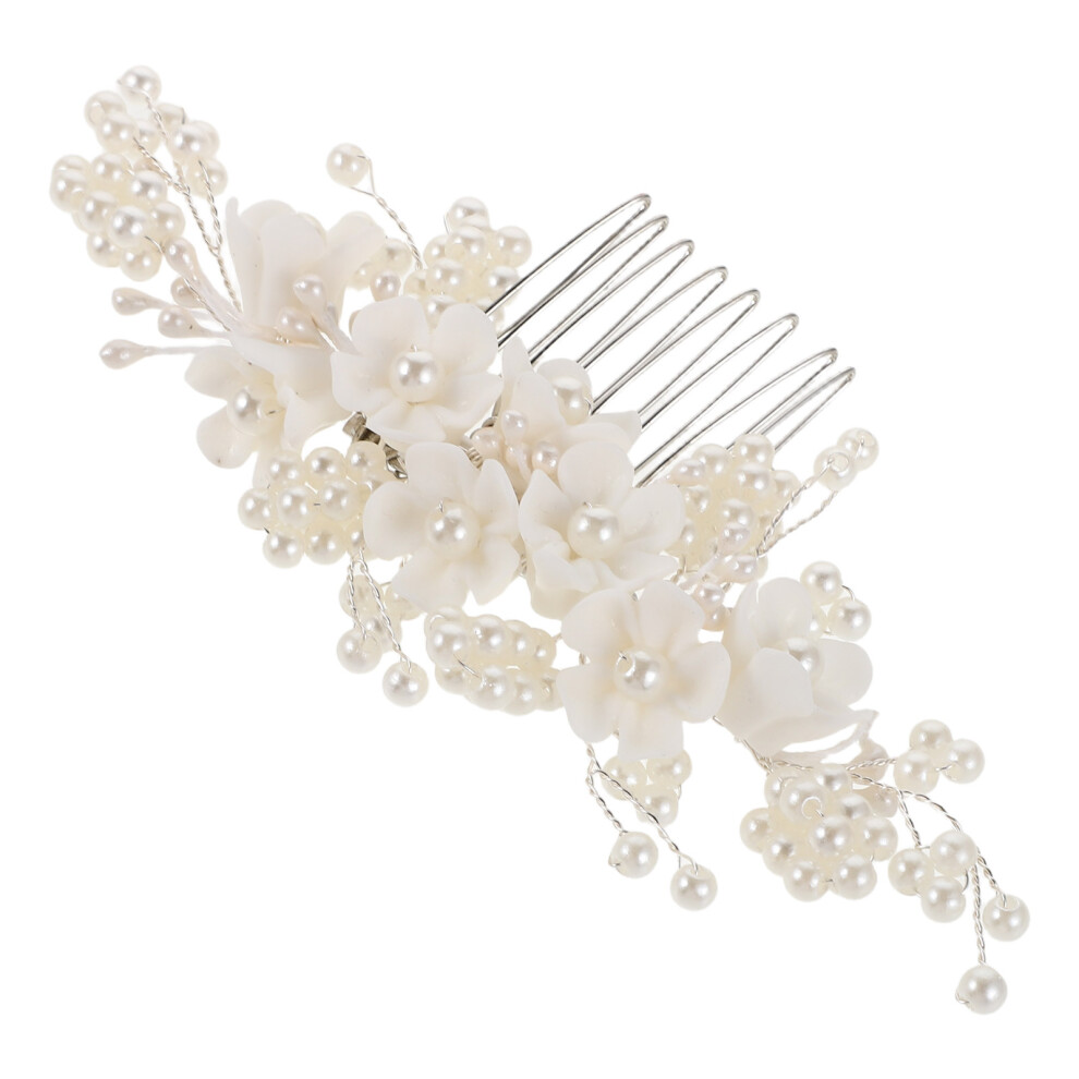 Aboofan Unisex White,Cream 3Pcs Bridal Hair Comb Set Beige Faux Pearl Flower Decoration For Women