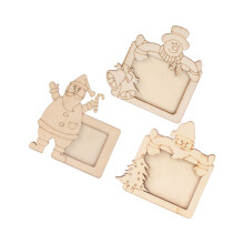 12Pcs DIY Christmas Wooden Photo Frames Light Brown Picture Holders
