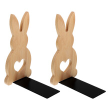 10Pcs Creative Wooden Bunny Bookends Khaki Decorative Shelf Book Ends