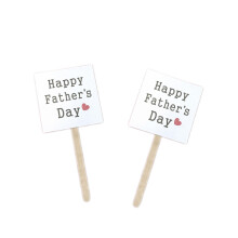 50Pcs Bamboo Party Cake Toppers Beige Father's Day Cupcake Picks