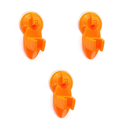 3Pcs Suction Shower Head Holder Orange Wall Mount for Bathroom 2