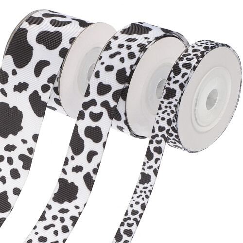 4 Sets Diy Wrapping Ribbon Cow Print Decorations Bow Packing Webbing
