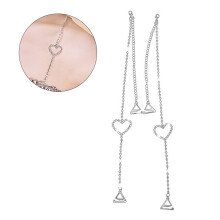 2Pcs Silver Decorative Bra Straps Rhinestone Double Chain for Bras