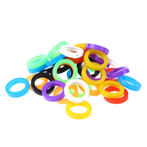 60Pcs Bright Colored Silicone Key Caps With Elastic Identifier Rings 1