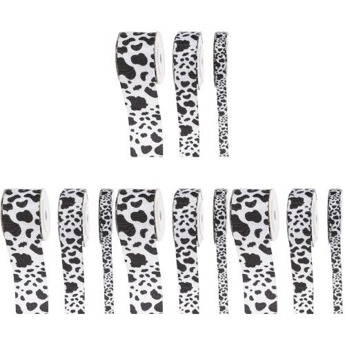 4 Sets Diy Wrapping Ribbon Cow Print Decorations Bow Packing Webbing 1