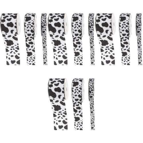 4 Sets Diy Wrapping Ribbon Cow Print Decorations Bow Packing Webbing 2