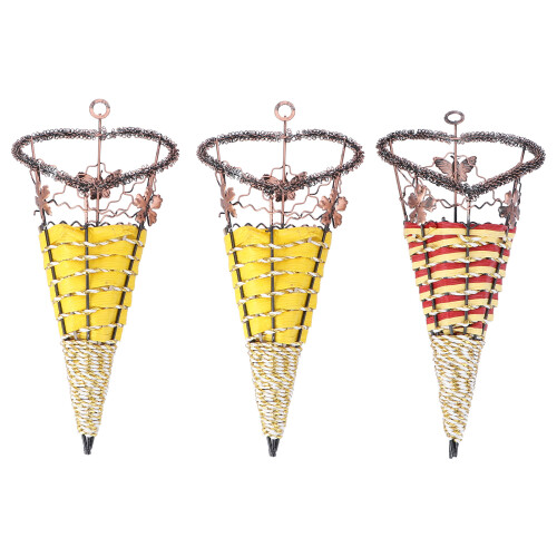 6Pcs Golden Artificial Flower Basket Elegant Wall Decoration