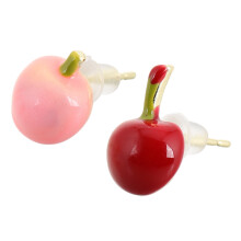 2Pcs Stylish Cherry Earrings Lightweight Alloy Resin Cute Fruit Design