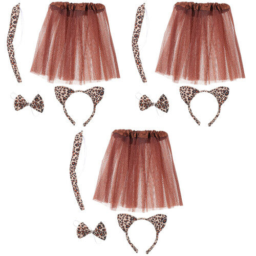 3Sets Durable Leopard Costume Props Ears Tail Bow Tie for Cosplay 2