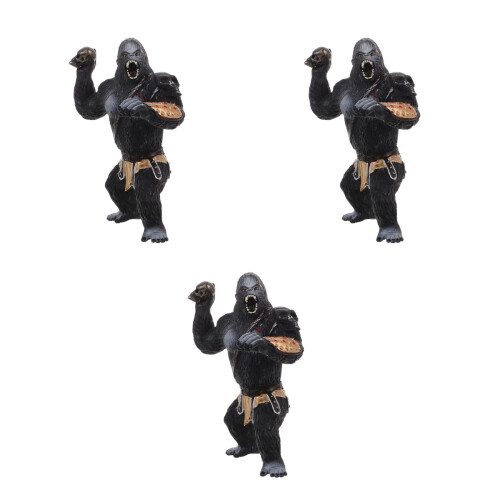 3Pcs Realistic Plastic Gorilla Figurines Wildlife Education Playset 1