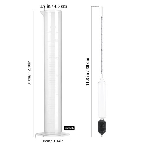 3Sets Hydrometer for Syrup Measurement Sturdy Transparent Kitchen Tool 1